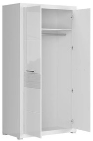 Ντουλάπα Boston G109, Γυαλιστερό λευκό, Άσπρο, 201.5x105x54cm, Πόρτες ντουλάπας: Με μεντεσέδες