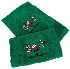 Χριστουγεννιάτικες Πετσέτες (Σετ 2τμχ) Dimcol Christmas Socks Green