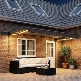 vidaXL Χειροκίνητη αναδιπλούμενη τέντα με LED Taupe