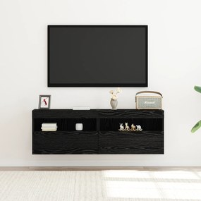 vidaXL Κονσόλες Τηλεόρασης με Φώτα LED 2 τεμ Μαύρη Δρυς 60x30x40 εκ