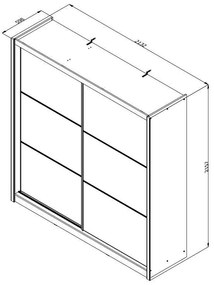 Ντουλάπα Navara με Καθρέφτη 215 2 OG Γκρί Δρύς 213x60x215,5 εκ. 213x60x215.5 εκ.