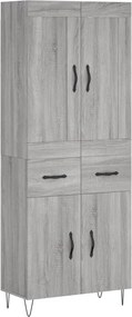 vidaXL Ντουλάπι Γκρι Sonoma 69,5 x 34 x 180 εκ. Επεξεργασμένο Ξύλο