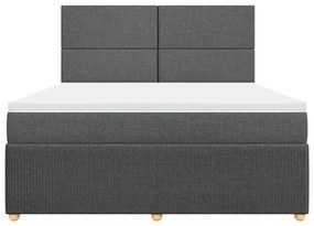 Κρεβάτι Boxspring με Στρώμα Σκούρο Γκρι 180x200 εκ Υφασμάτιν - Γκρι