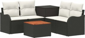 vidaXL Σετ Καναπέ 6 τμχ. Μαύρο και Κρεμ Λευκό 55 x 55 x 37 εκ