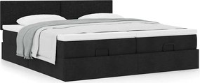 vidaXL Οθωμανικό κρεβάτι με στρώματα Μαύρο 160x200cm Ύφασμα