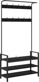 vidaXL Κρεμάστρα Μαύρη Δρυς 95 x 34 x 184 εκ Επεξεργασμένο ξύλο