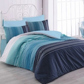 Σεντόνια Dream 7004 (Σετ 4τμχ) Blue Anna Riska Queen Size 230x260cm 100% Βαμβακερό Περκάλι