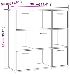 Βιβλιοθήκη Γκρι Sonoma 90 x 30 x 90 εκ. από Επεξεργασμένο Ξύλο - Γκρι