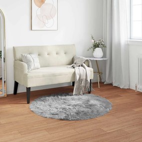 vidaXL Χαλί από τεχνητό πρόβειο δέρμα TAFALLA Γκρι Ø 80 cm Πολυεστέρας