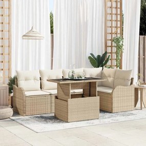 vidaXL Σετ Καναπέ Κήπου 6 pcs Μπεζ 100 x 55 x 73 εκ Πολυ ράταν
