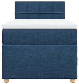 vidaXL Κρεβάτι Boxspring με Στρώμα Μπλε 100 x 200 εκ. Υφασμάτινο