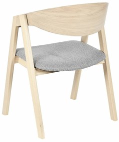 Καρέκλα Berwyn 1606, Ανοιχτό χρώμα ξύλου, Γκρι, 79x56x43cm, 6 kg, Ταπισερί, Ξύλινα, Φυσικό ξύλο καπλαμά, Μπράτσα, Ξύλο: Καουτσούκ | Epipla1.gr