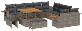 vidaXL Σετ Καναπέ Κήπου με μαξιλάρι 13 pcs Γκρι 100 x 100 x 71 cm