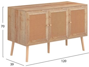 Μπουφές Μελαμίνης Colm-Συνθ. Rattan στις Πόρτες 120x39x70 Υ Εκ.