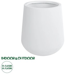 20692 GloboStar® Artificial Garden MISSOURI 20692 Διακοσμητικό Πολυεστερικό Τσιμεντένιο Κασπώ Γλάστρα - Flower Pot Λευκό Φ45 x Υ45cm