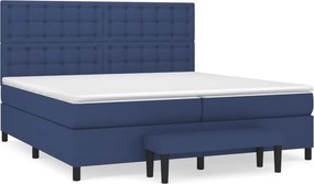 vidaXL Κρεβάτι Boxspring με Στρώμα Μπλε 200x200 εκ. Υφασμάτινο