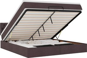 vidaXL Οθωμανικό κρεβάτι με στρώμα σκούρο καφέ 180x200cm ύφασμα