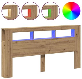 vidaXL LED κεφαλάρι Artisan Oak 200x18,5x103,5 cm Κατασκευασμένο ξύλο