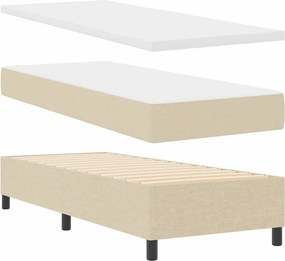 vidaXL LED Κρεβάτι με βάθρο με κεφαλάρι Κρεμ 80 x 200 cm ύφασμα