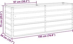vidaXL Γλάστρα Ανθρακί 195 x 50 x 75 εκ Επικαλυμμένος Χάλυβας