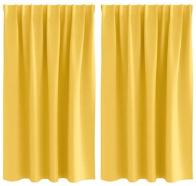 vidaXL Κουρτίνες με κουρτίνες 2 pcs κίτρινο μουσταρδί Πολυεστέρας