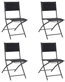Καρέκλες Εξωτερικού Χώρου Πτυσσόμενες 4 τεμ. Ατσάλι/Textilene - Μαύρο