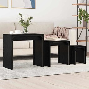 vidaXL Φωτιστικό Τραπεζάκι 3 pcs Μαύρη δρυς 60 x 35 x 56 εκ.
