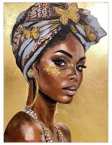 ΠΙΝΑΚΑΣ ΣΕ ΚΑΜΒΑ Fylliana "African lady" ΜΠΕΖ-ΚΑΦΕ-ΓΚΡΙ 60x3x80εκ