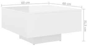 Τραπεζάκι Σαλονιού Γυαλιστερό Λευκό 60x60x31,5 εκ. Μοριοσανίδα - Λευκό