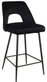 Bar stool Murde black velvet fabric and black metal legs 47x52x96cm 47x52x96 εκ.