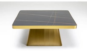 Τραπέζι Μέσης Miler Χρυσό 80x80x36εκ - Μαύρο