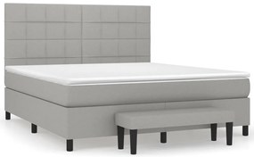 vidaXL Κρεβάτι Boxspring με Στρώμα Ανοιχτό Γκρι 180x200 εκ. Υφασμάτινο