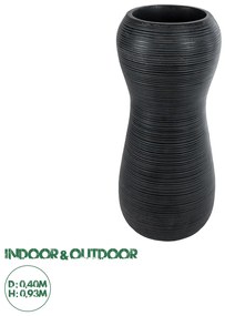 20773 GloboStar® Artificial Garden BARRIO 20773 Επιδαπέδιο Πολυεστερικό Τσιμεντένιο Κασπώ Γλάστρα - Flower Pot Μαύρο Φ40 x Υ93cm