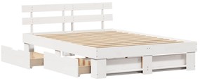 vidaXL Σκελετός Κρεβατιού Λευκό 160 x 200 cm Συμπαγές ξύλο πεύκου