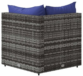 vidaXL Καναπέδες Κήπου Γωνιακοί 2 τεμ. Γκρι Συνθ. Ρατάν με Μαξιλάρια