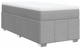 Κρεβάτι Boxspring με Στρώμα Ανοιχτό Γκρι 90x190 εκ. Υφασμάτινο - Γκρι