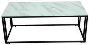 Τραπεζάκι σαλονιού Dallas 4295, Μαύρο, Λευκό μάρμαρο, 45x60x120cm, 18 kg, Γυαλί, Γωνιακό | Epipla1.gr