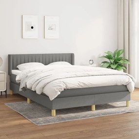 ΚΡΕΒΑΤΙ BOXSPRING ΜΕ ΣΤΡΩΜΑ ΣΚΟΥΡΟ ΓΚΡΙ 140X200 ΕΚ ΥΦΑΣΜΑΤΙΝΟ 3130434