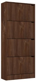 vidaXL Παπουτσοθήκη με 4 Πόρτες Καφέ Δρυς 59x24x136 εκ. Μοριοσανίδα