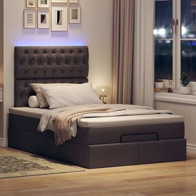 Οθωμανικό κρεβάτι με στρώμα &amp; LEDs Σκούρο καφέ 120x190cm ύφασμα 3314075