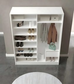 Stewehome Μοντέρνα ντουλάπα εισόδου με καθρέφτη και ράφια Λευκό 124x180x180 cm