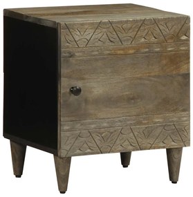 κομοδίνο ντουλάπι ανοιχτό γκρι 40x33x46 cm μασίφ ξύλο Mango