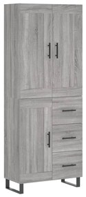 vidaXL Ντουλάπι Γκρι Sonoma 69,5 x 34 x 180 εκ. Επεξεργασμένο Ξύλο