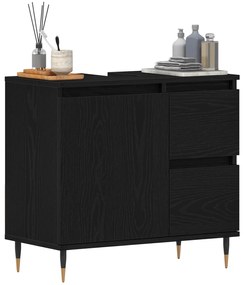 vidaXL Νιπτήρας Μπάνιου Μαύρο Δρυς 65x33x60 εκ Επεξεργασμένο ξύλο
