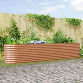 vidaXL Υπερυψωμένη Ζαρντινιέρα Καφέ 400 x 80 x 81 cm Ατσάλι
