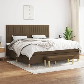 vidaXL Κρεβάτι Boxspring με Στρώμα Σκούρο Καφέ 200x200 εκ. Υφασμάτινο