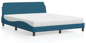vidaXL Κρεβάτι με Στρώμα Μπλε 160 x 200 εκ. Βελούδινος