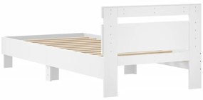 vidaXL Πλαίσιο Κρεβατιού με Κεφαλάρι Λευκό 90x200 εκ. Επεξεργ. Ξύλο