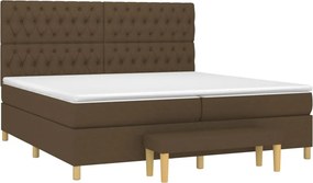 vidaXL Κρεβάτι Boxspring με Στρώμα Σκούρο Καφέ 200x200 εκ. Υφασμάτινο