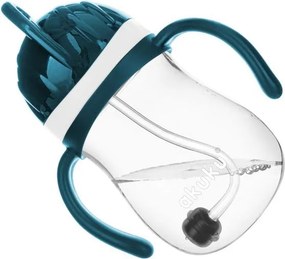 Ποτήρι Εκπαιδευτικό 280ml Με Καλαμάκι Akuku Blue/Grey A0166